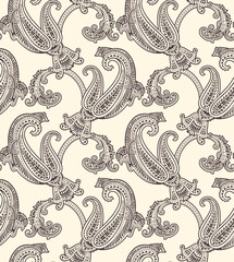 Abstract ornamental paisley seamless pattern