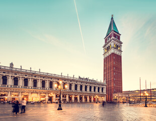 Saint Mark square with Campanile tower in Venice, Italy
