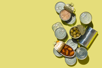 Assortment of Tinned fish, canned food