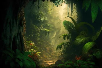 Foto op Canvas Fantasy forest jungle scene AI Generative   © warpaintcobra