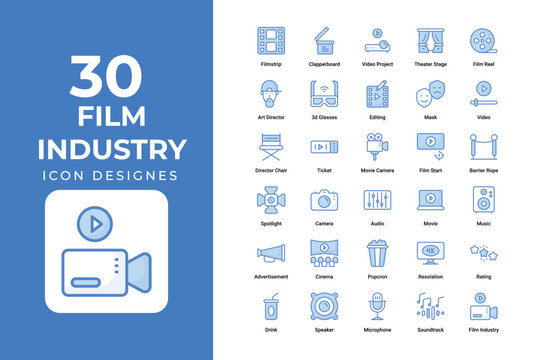 Film industry icons set vector design