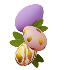 3d Easter eggs on a transparent background