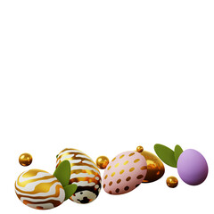 3d Easter eggs on a transparent background