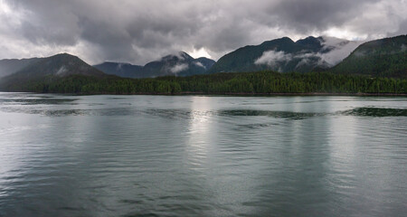 Fototapeta premium nature sceneries along the Inside Passage Cruise from Port Hardy to Prince Rupert, British Columbia, Canada