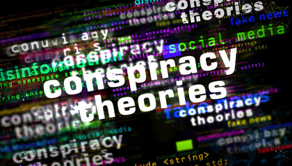 Conspiracy theories media and abstract screen 3d illustration
