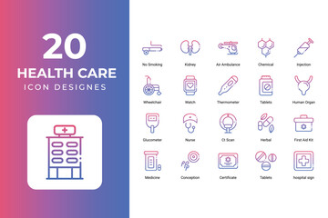 Health care icons set vector design