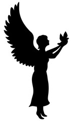 Angel and dove SVG, Angel Silhouette SVG, Angel girl SVG, Angel cut file