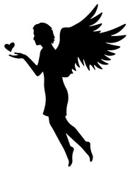 Angel Love SVG, Angel Silhouette SVG, Angel girl SVG, Angel cut file