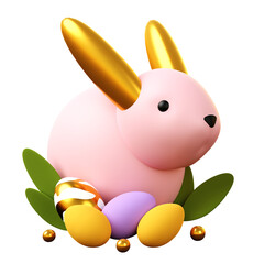 3D Easter bunny and eggs