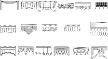 sketch vector illustration of cloth curtains