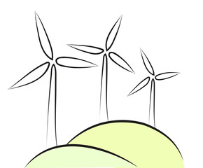 Wiatraki energia odnawialna ilustracja © Monika Janiak-Klicha