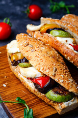 Grilled Vegetables and Mozzarella Cheese Sandwiches, Panini, Delicious breakfast or snack, Clean eating, Dieting
