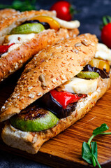 Grilled Vegetables and Mozzarella Cheese Sandwiches, Panini, Delicious breakfast or snack, Clean eating, Dieting
