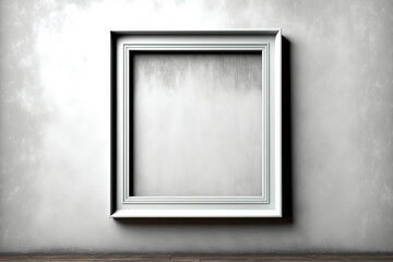 An empty minimal picture frame on the concrete wall, interior decoration object. Generative Ai image.