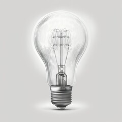 A glowing of classic style lightbulb illustration icon on white background. Generative Ai image.
