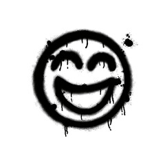 The emotion of joy icon. Black graffiti spray element.	 - obrazy, fototapety, plakaty