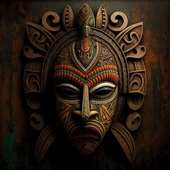 illustration of Tribal Mask. AI generated image. Digital art