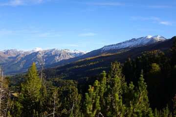 View on a mountain in the Swiss National Park is located in the Western Rhaetian Alps, in eastern Switzerland.