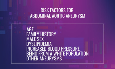 Risk factors  for Abdominal aortic aneurysm. Vector illustration for medical journal or brochure.