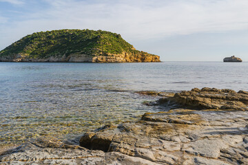 Obraz premium Views from the shore of the portichol beach. Cala Barraca on the Costa Blanca in Alicante, Spain.