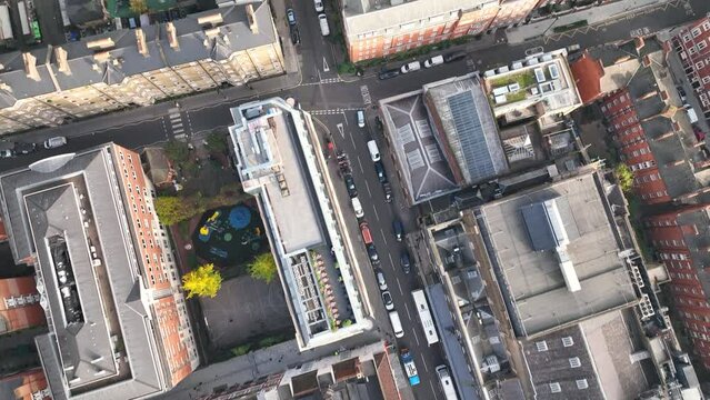 London city center aerial drone view, 4k, United Kingdom