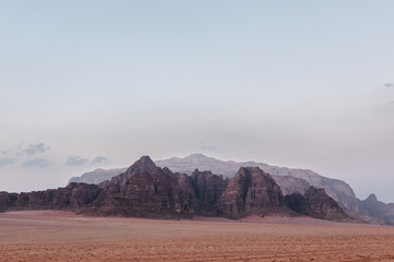 Obraz na płótnie Canvas Wadi Rum mountains and desert landscape in Jordan