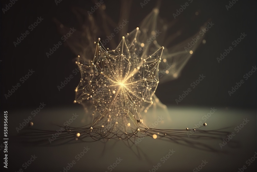 Poster a close up of a flower with many lights on it's petals and stems in the center of the image, with a 