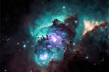Obraz na płótnie Canvas galaxy nebula colorful space pattern, illustration digital generative ai design art style