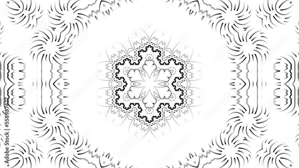 Canvas Prints loopable abstract black and white fractal kaleidoscope texture background. hypnotic animation