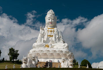 Thailand the biggest Guanyin statue in Chinese temple wat Huay Pla Kang at Chiang Rai. Northern Thailand's top tourist travel destinations. Chiang Rai province
