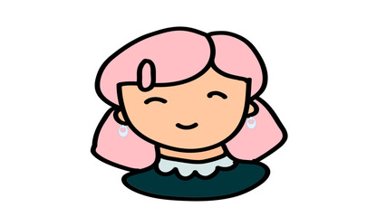 vector illustration of a girl with pink hair on a white background