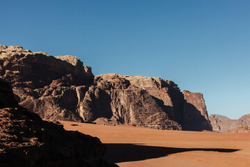 Wadi Rum mountains and desert landscape in Jordan