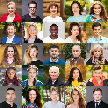 Collage of portraits of adults of different nationalities