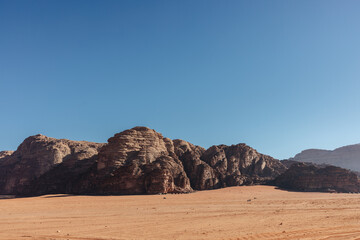 Wadi Rum mountains and desert landscape in Jordan