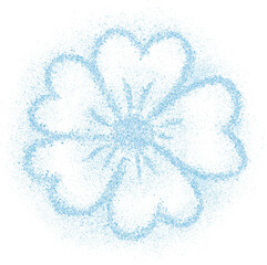 Blue glitter hand-drawn flower