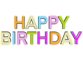 Glow letters Happy birthday text