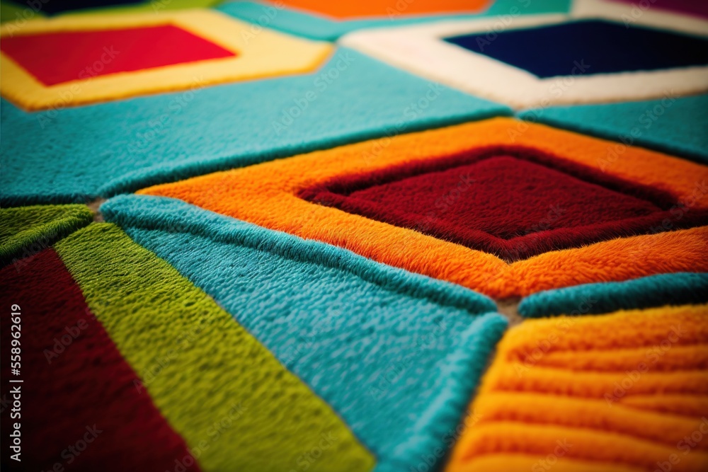 Aufkleber a colorful rug with a square and square design on it's surface, with a red center in the middle of t