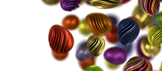 Collection of photos perfect colorful handmade painted easter eggs isolated - transparent