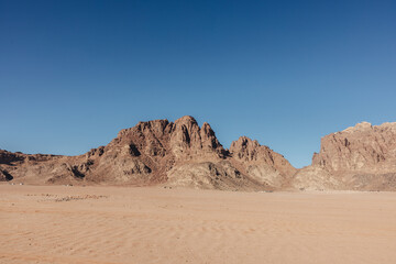 Wadi Rum mountains and desert landscape in Jordan