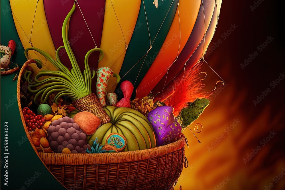 Poster a basket filled with lots of different types of items in it's side and a cat on the other side of th