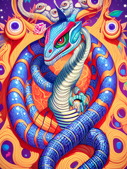 Majestic cobra animal standing proudly against a colorful backdrop. Generative AI