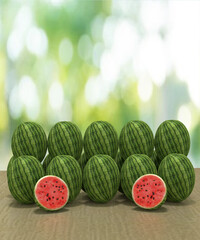 watermelon on the wooden table