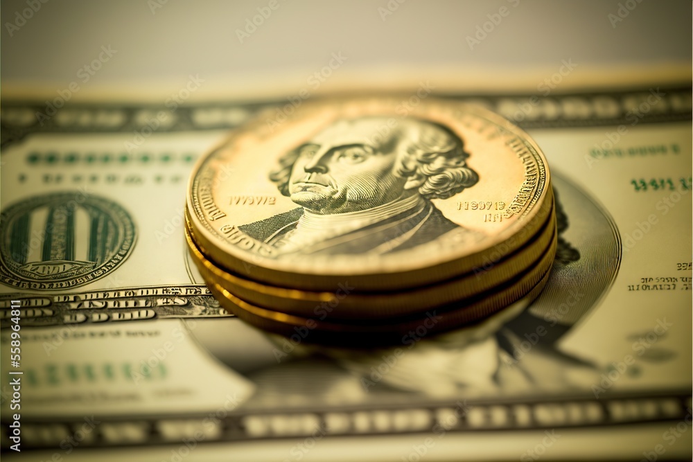 Poster a stack of one dollar bills with a picture of george washington on top of it and a stack of other do