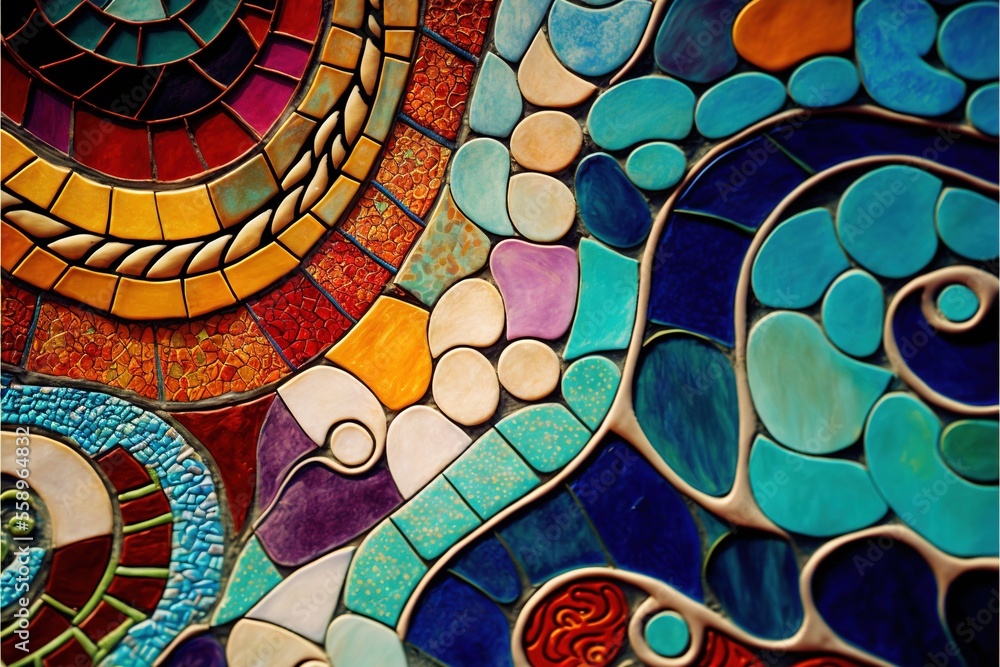Aufkleber a close up of a colorful wall with a clock on it's side and a clock on the side of the wall with a c