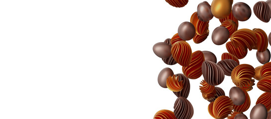 3d render illustration. Set of chocolate easter eggs