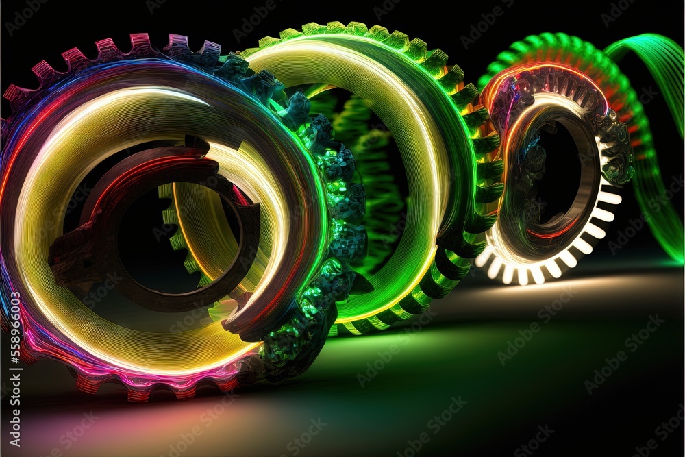 Poster a group of colorful lights that are on a black background with a black background and a black backgr