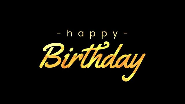 Happy birthday text Handwritten For your complimentary video needs, animated with golden and white colors text that are simple to employ on a transparent background are available.