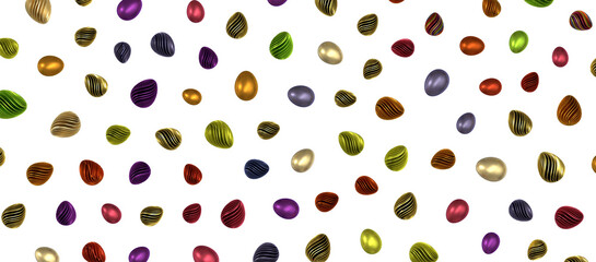 Border 3D of easter eggs in different colors