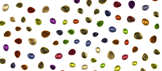 Collection of photos perfect colorful handmade painted easter eggs isolated