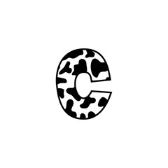 Letter C With Cow Skin Pattern Design 001
